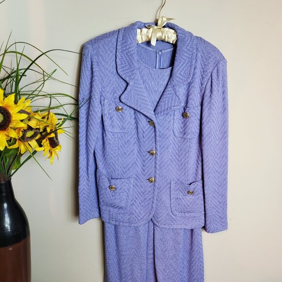 Gorgeous St. John vintage periwinkle dress with jacket - Picture 1 of 9